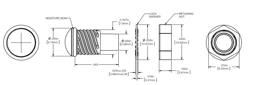 Mechanical Drawing - VCC LCS Moisture-Sealed Rigid Light Pipes